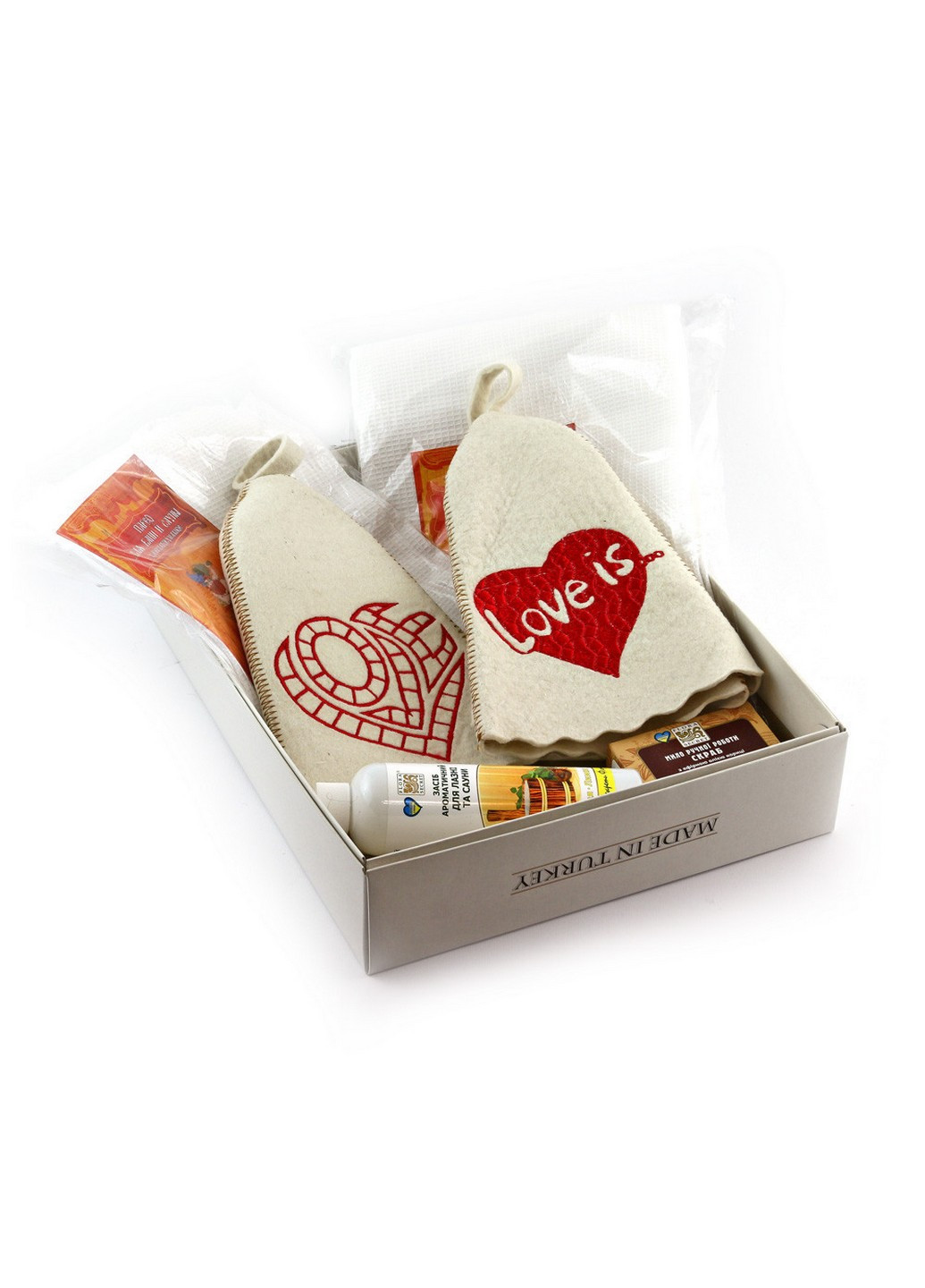 Подарунковий комплект для сауни Love is, парний 6 предметів Luxyart (219981561)