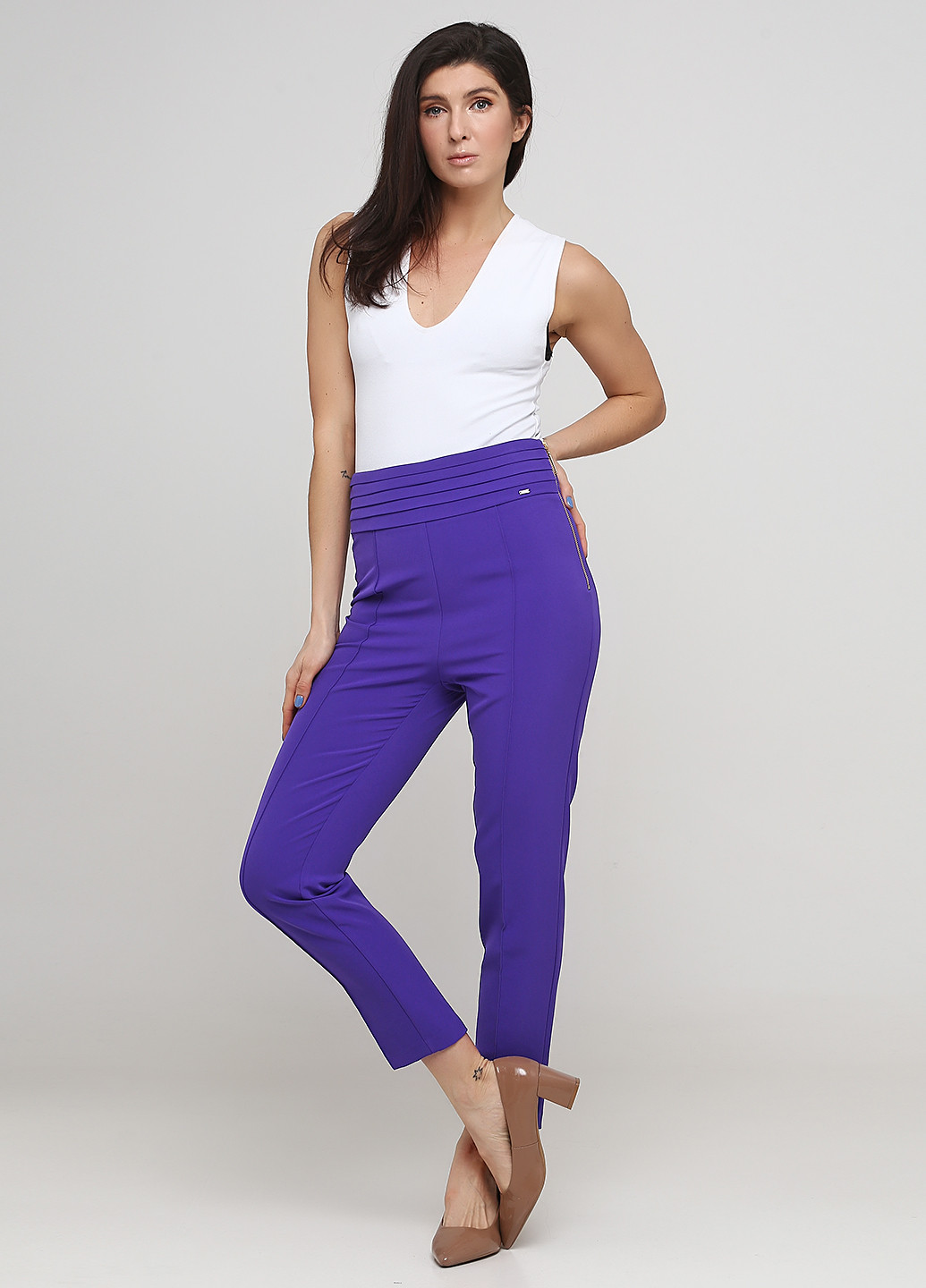 Фиолетовые кэжуал демисезонные зауженные брюки BSB