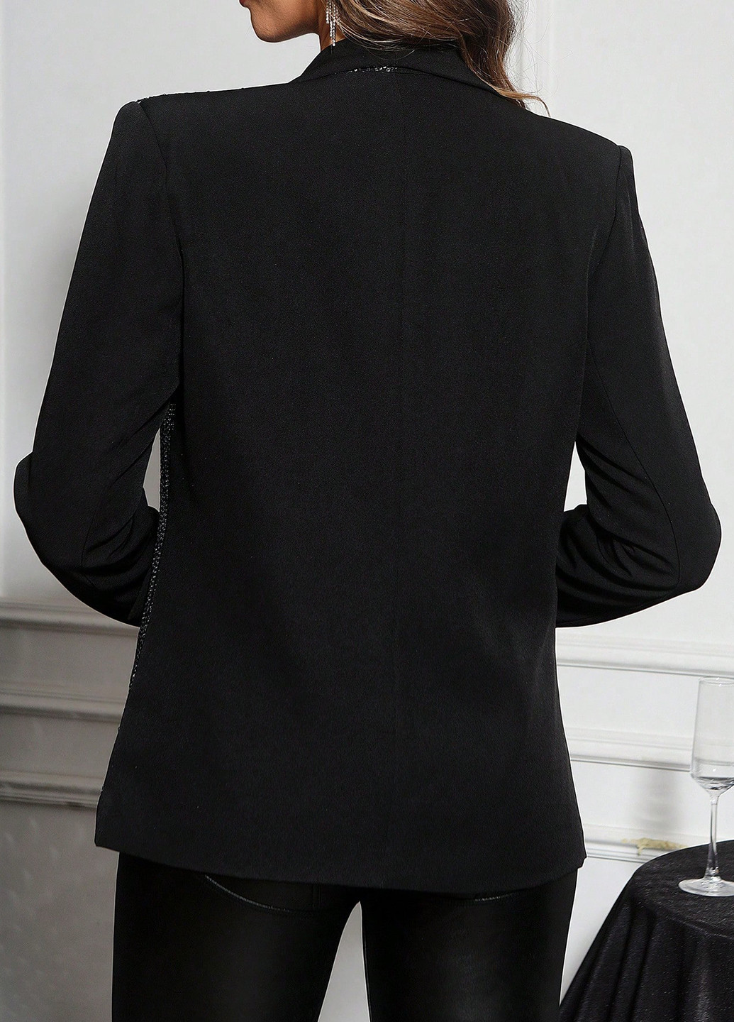 Черный женский жакет SHEIN колор блок - демисезонный