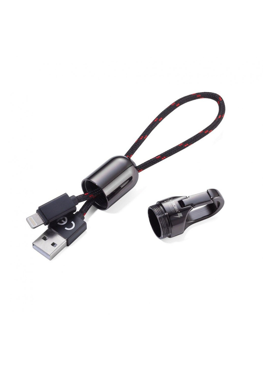 Кабель зарядка + карабін; USB, Troika cbl26/gm (208083228)