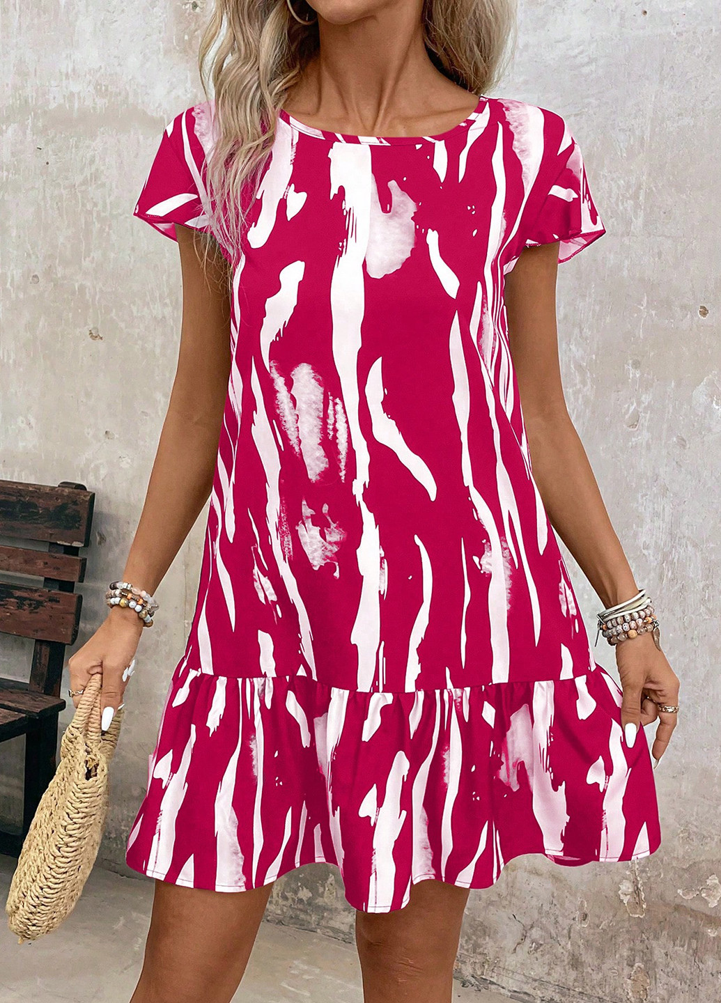 Комбінована кежуал сукня а-силует SHEIN з абстрактним візерунком