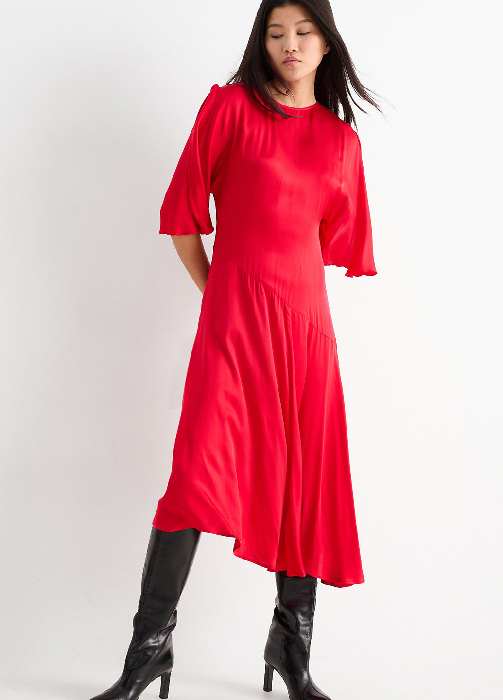 Червона кежуал сукня а-силует C&A однотонна