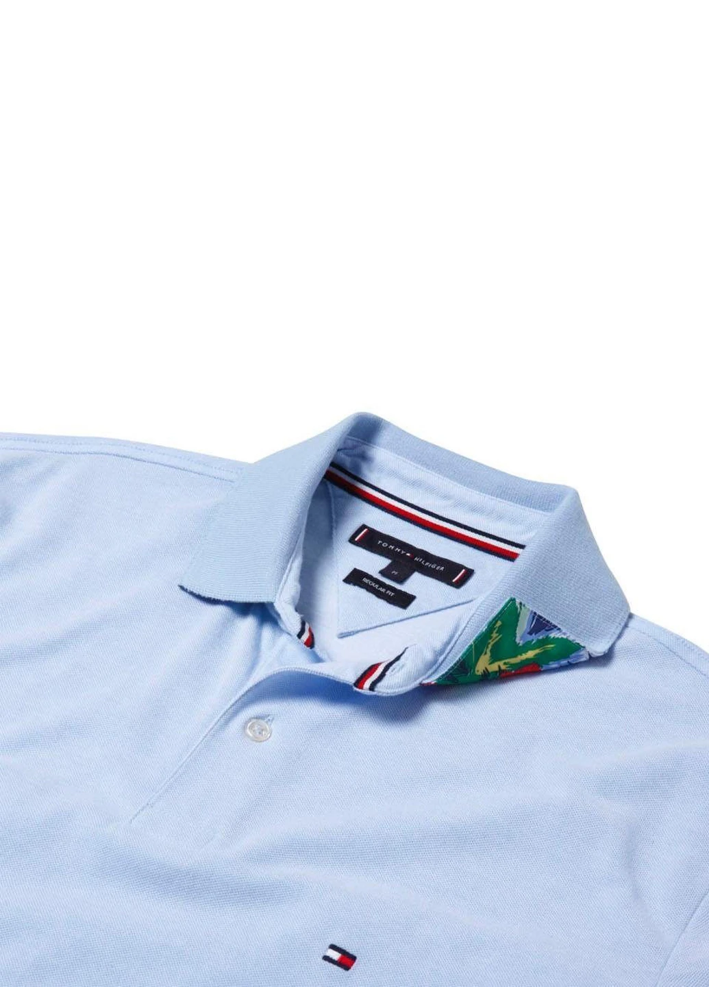Светло-голубой футболка-поло для мужчин Tommy Hilfiger с логотипом