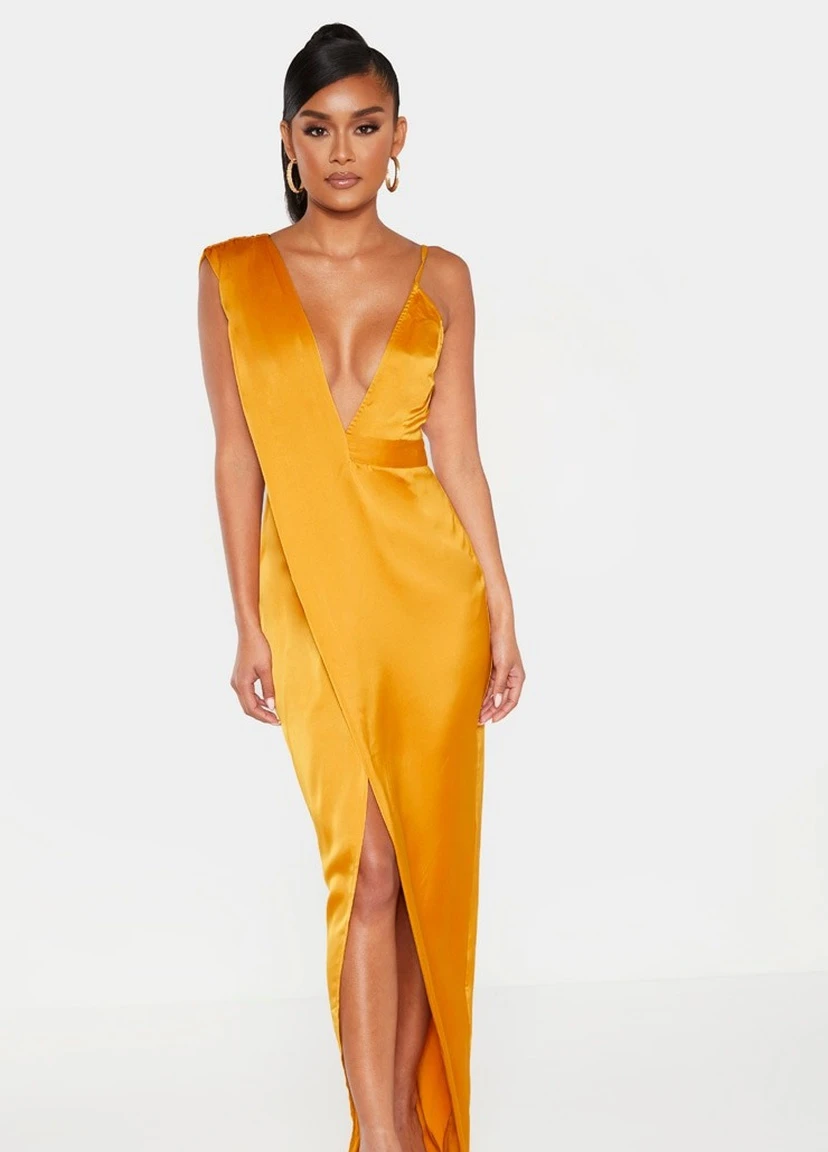Гірчична кежуал сукня PrettyLittleThing однотонна