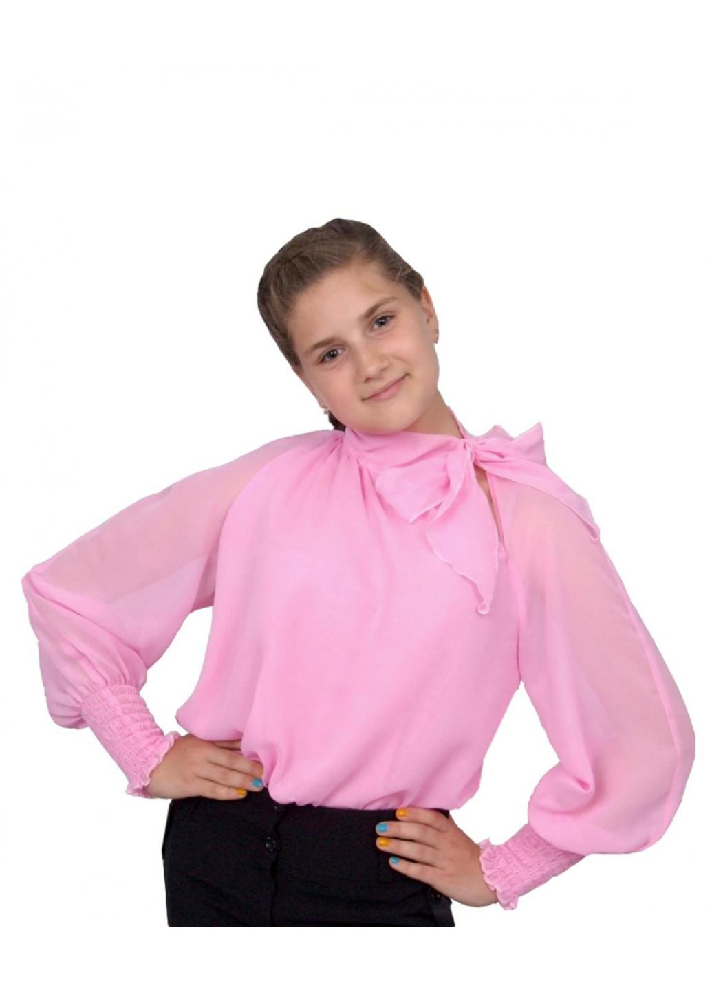 Розовая однотонная блузка на запах Попелюшка демисезонная
