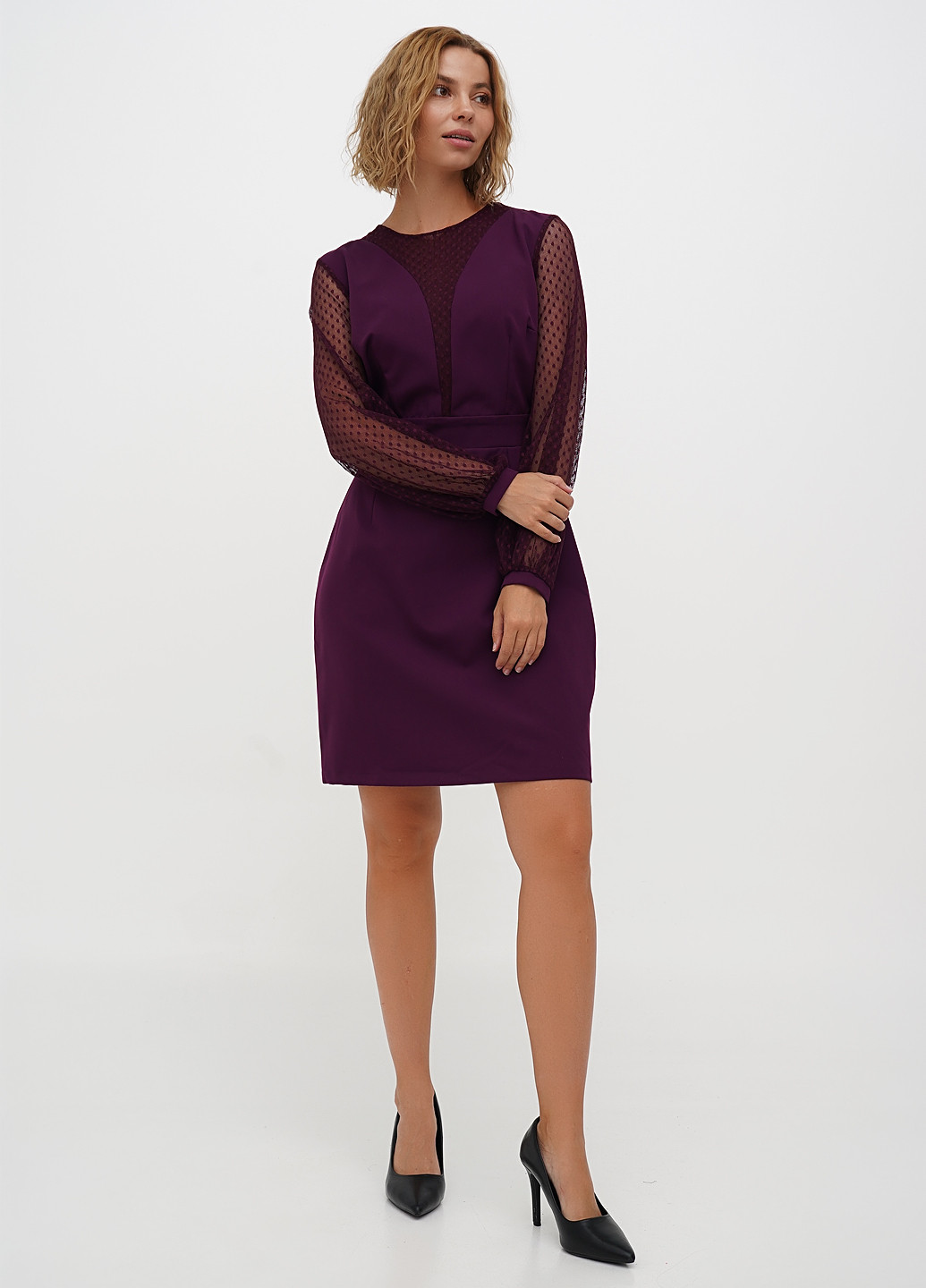 Сливовое кэжуал платье Sassofono однотонное