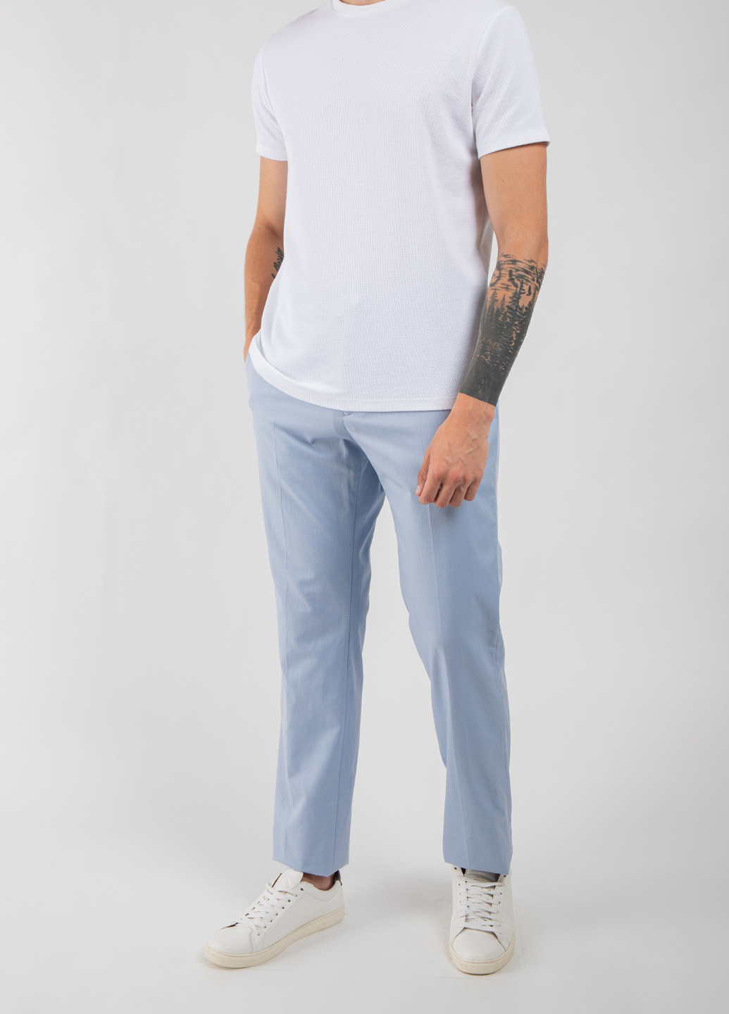 Блакитні бавовняні штани Emporio Armani (238364693)