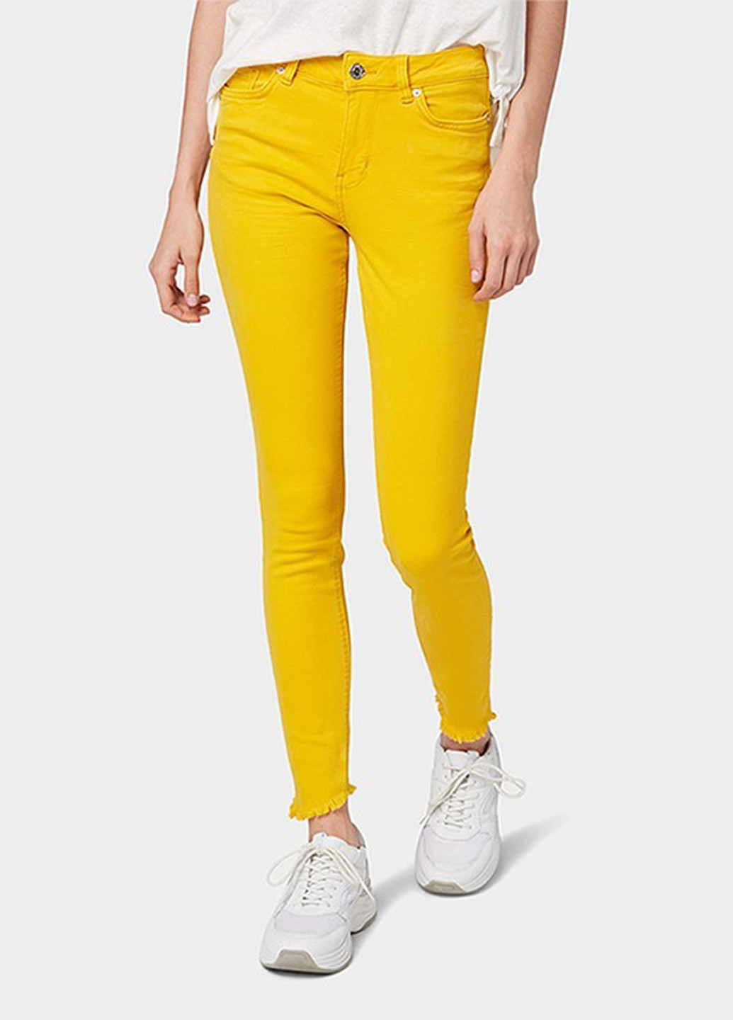 Желтые кэжуал демисезонные зауженные брюки Tom Tailor