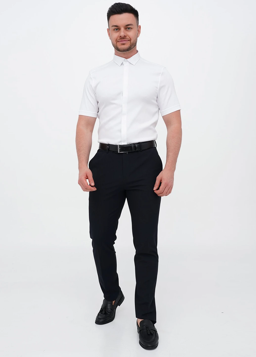 Белая кэжуал, классическая рубашка однотонная Trend Collection