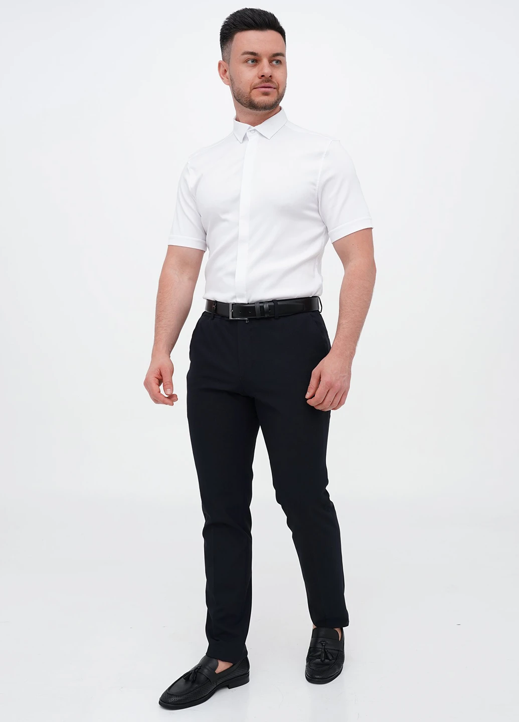 Белая кэжуал, классическая рубашка однотонная Trend Collection