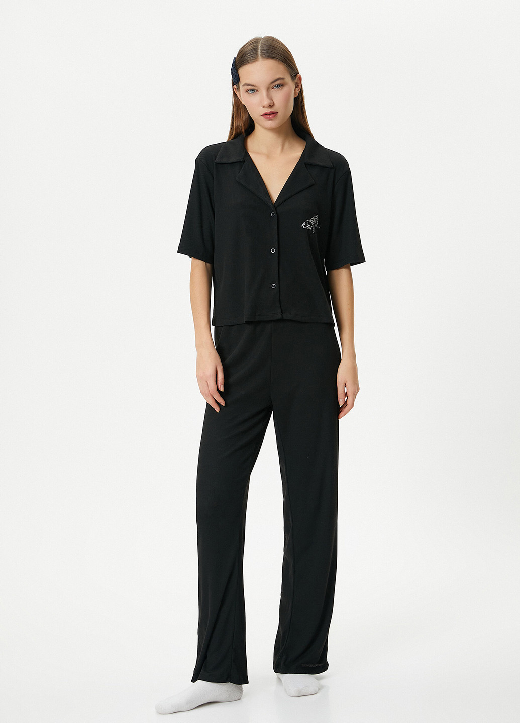 Чорна всесезон піжама (сорочка, штани) рубашка + брюки KOTON