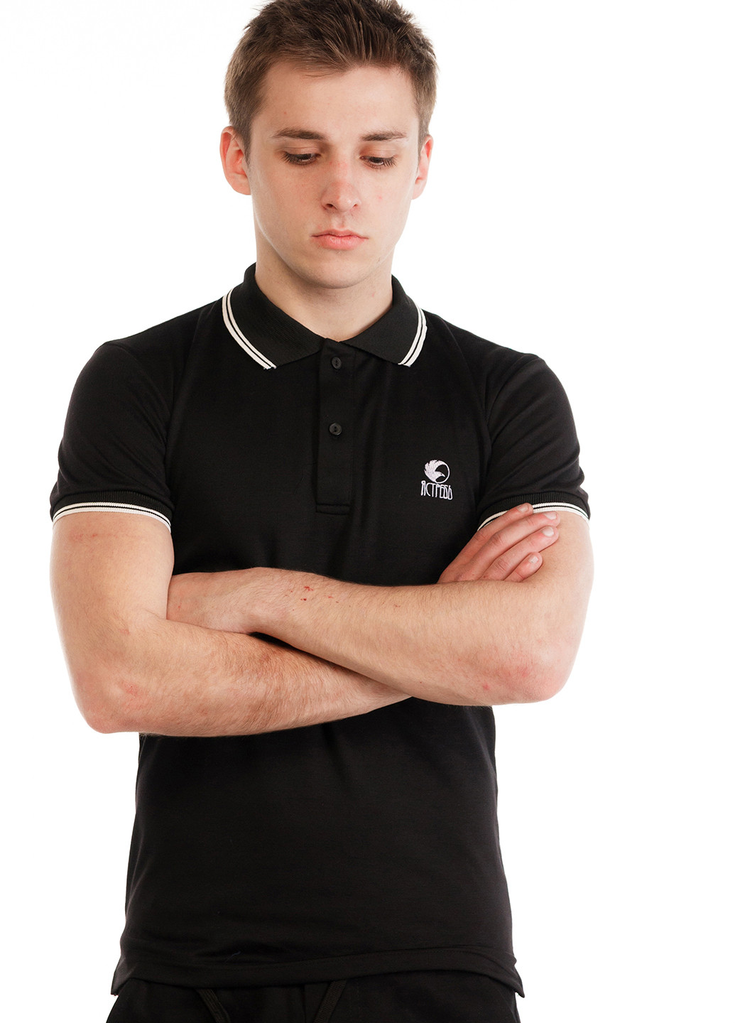 Черная футболка-поло для мужчин Ястребь однотонная