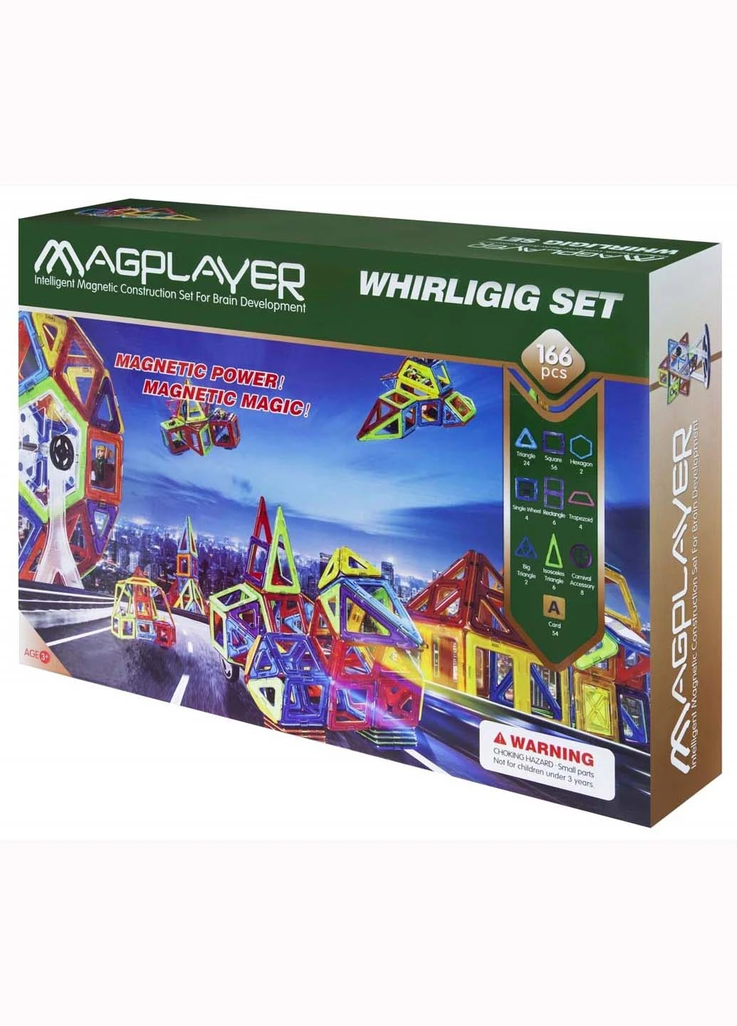 Конструктор MagPlayer Магнитный набор 166 элементов (207383056)