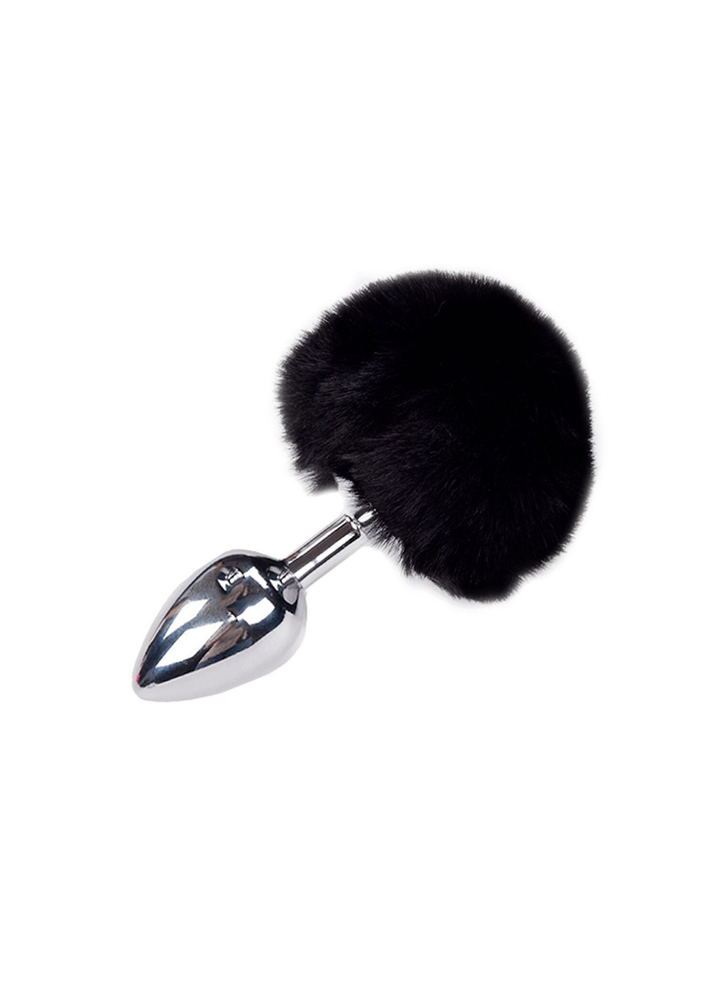 Металева анальна пробка Кролячий хвостик Fluffly Plug M Black Alive (254785231)