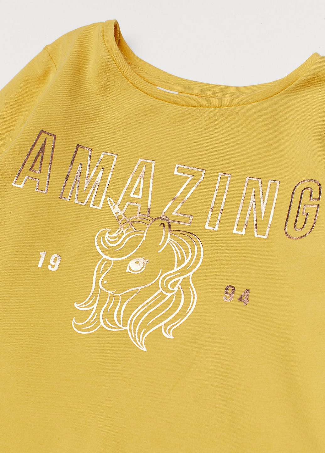 Желтый демисезонный кэжуал лонгслив H&M с надписями