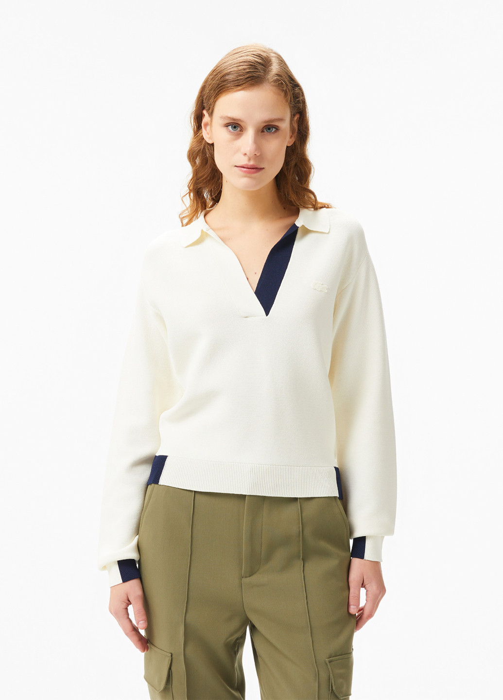 Кремовый демисезонный свитер Lacoste