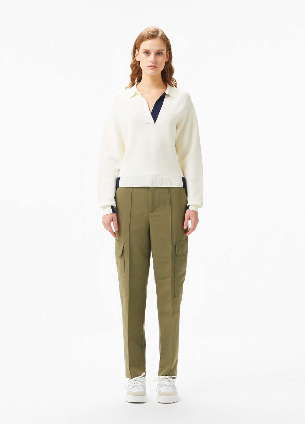 Кремовый демисезонный свитер Lacoste