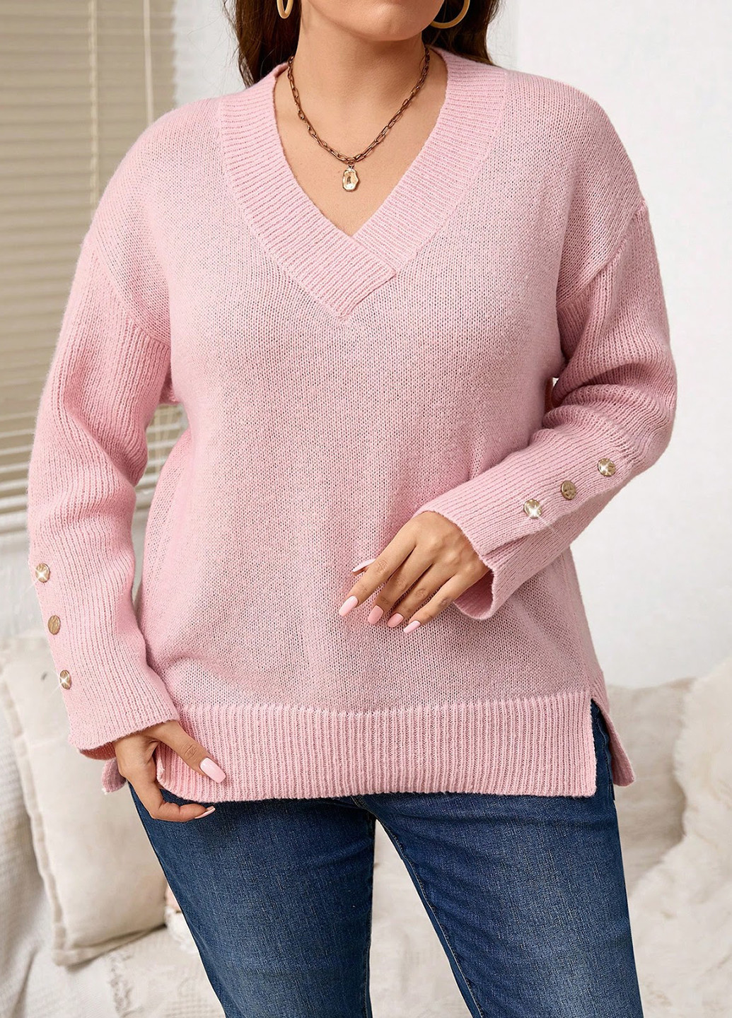 Світло-рожевий демісезонний пуловер пуловер SHEIN