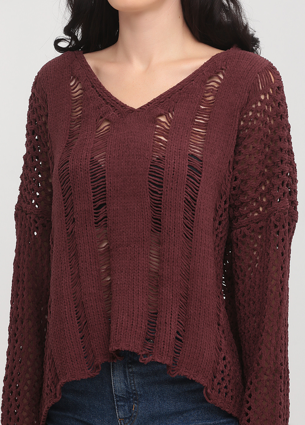 Темно-бордовый демисезонный пуловер пуловер No Brand