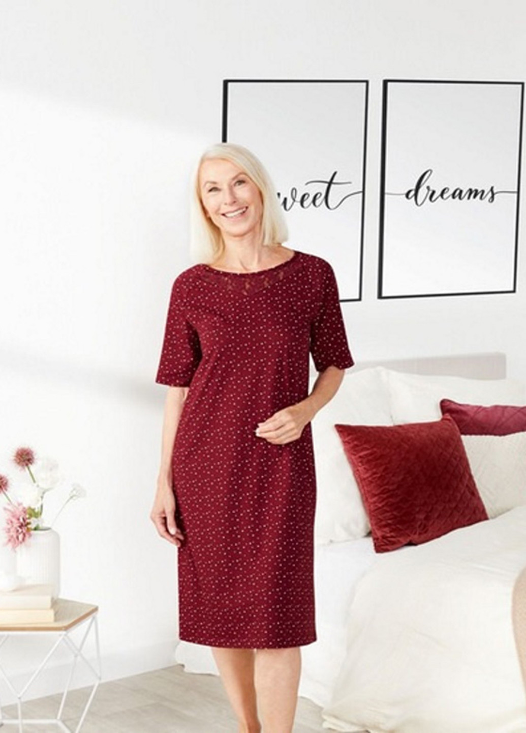 Бордова домашній сукня сукня-футболка Esmara з малюнком