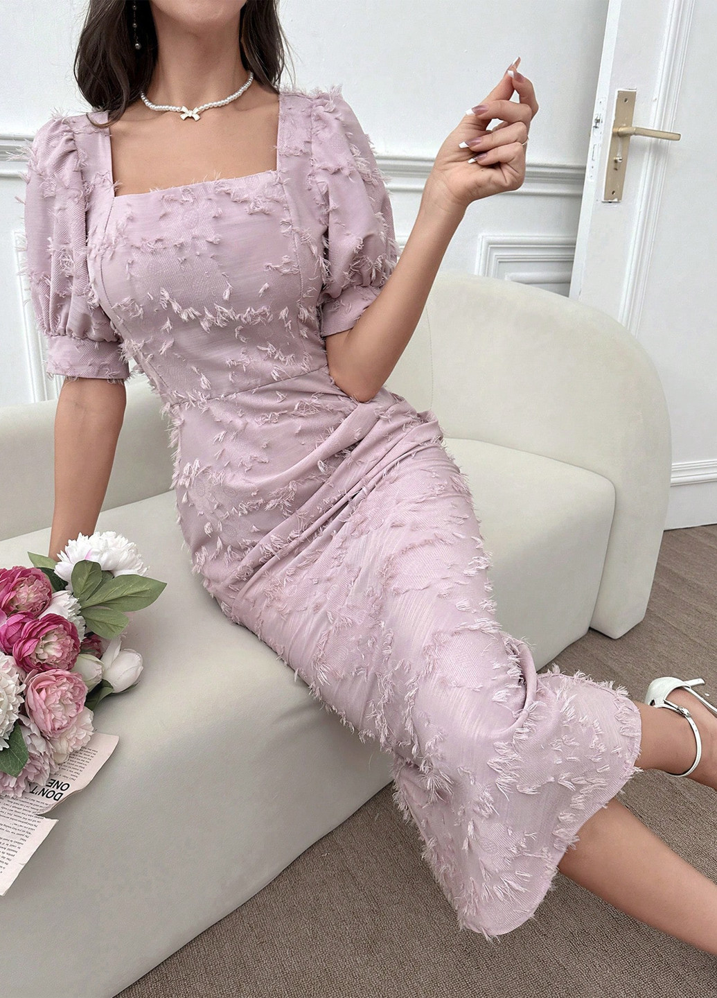 Світло-рожева кежуал сукня футляр SHEIN однотонна