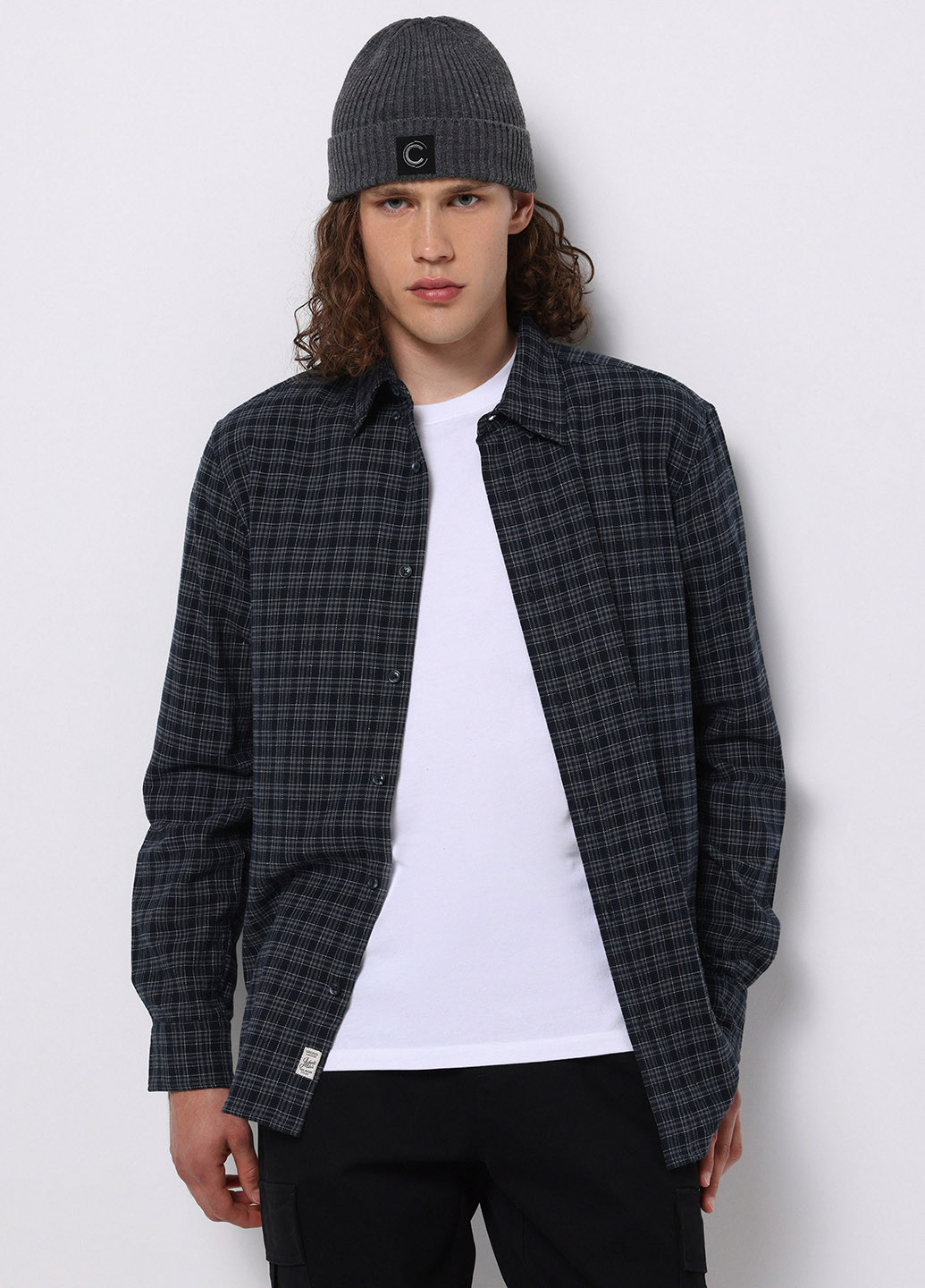 Темно-синяя кэжуал рубашка в клетку Colin's