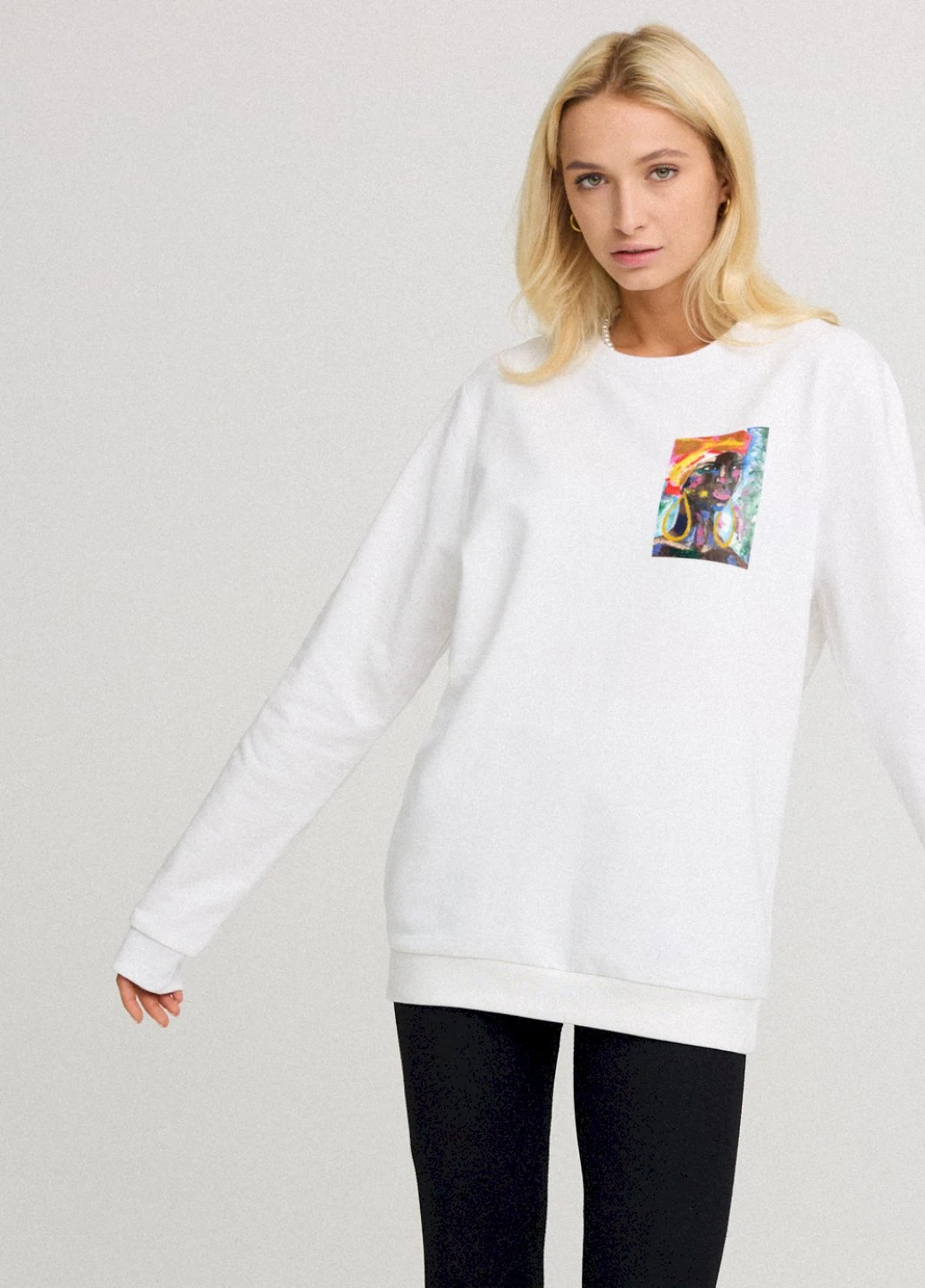 Белый світшот жіночий oversize /no flis/ YAPPI (254658648)