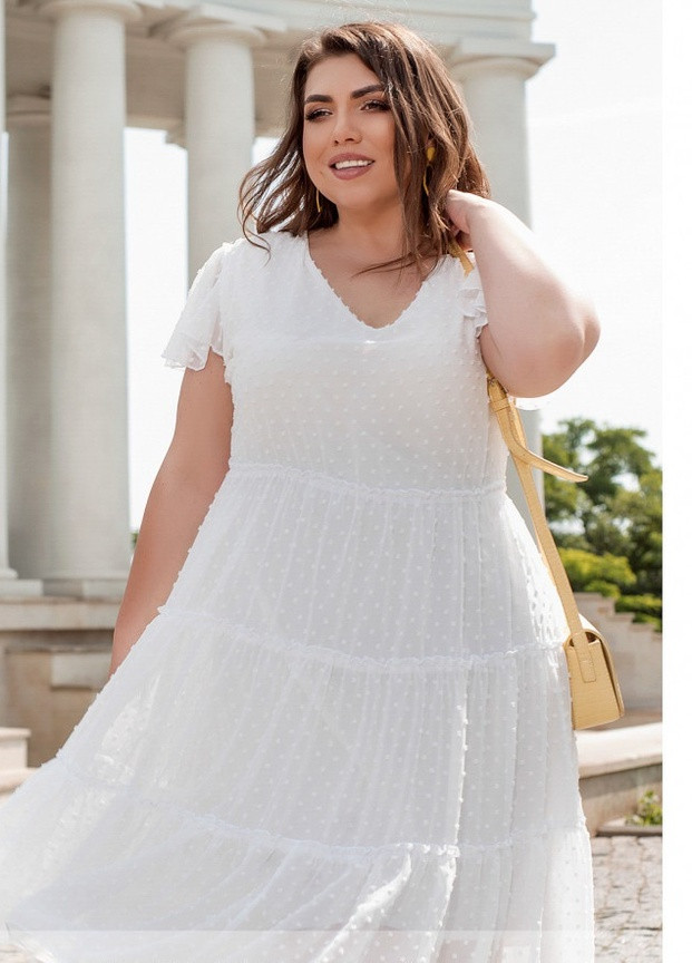 Молочное кэжуал платье женское Sofia однотонное