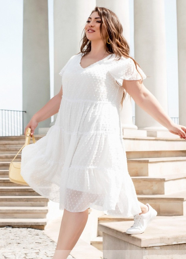 Молочное кэжуал платье женское Sofia однотонное