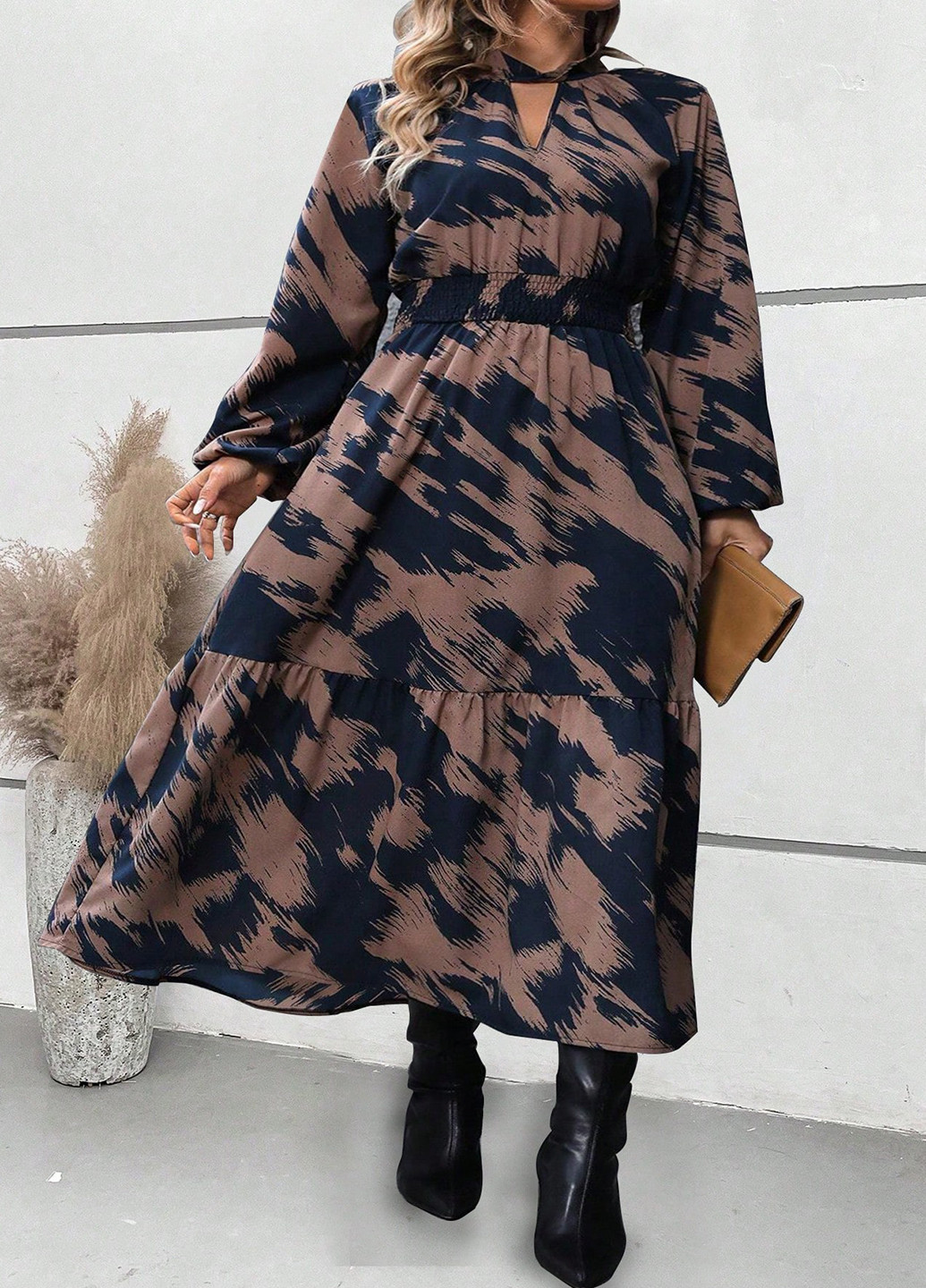 Комбінована кежуал сукня SHEIN з абстрактним візерунком