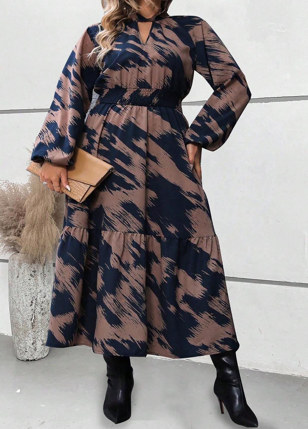 Комбінована кежуал сукня SHEIN з абстрактним візерунком