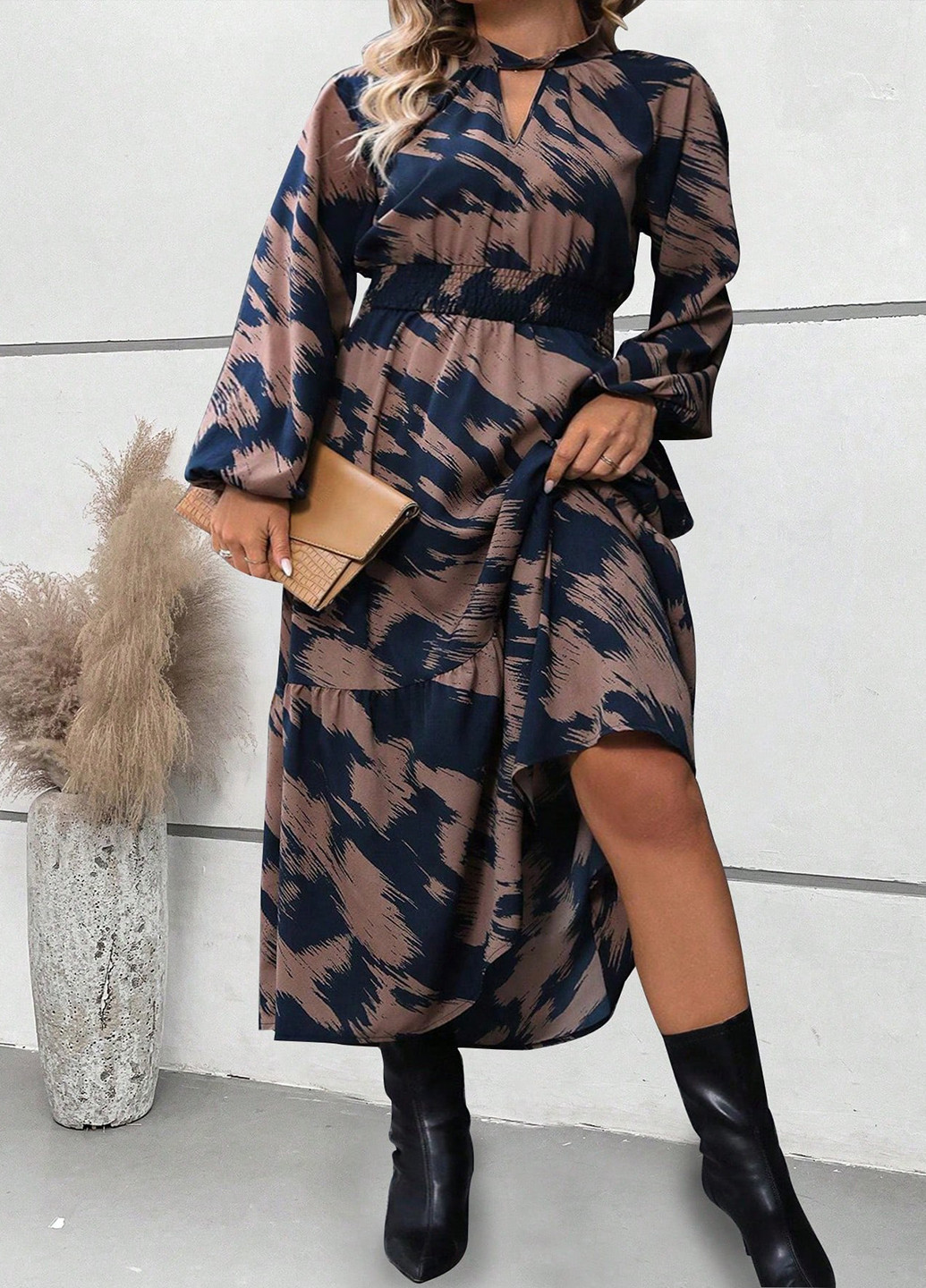 Комбінована кежуал сукня SHEIN з абстрактним візерунком