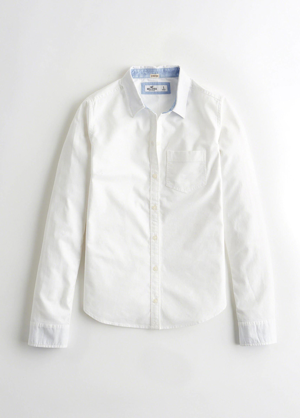 Белая кэжуал рубашка однотонная Hollister