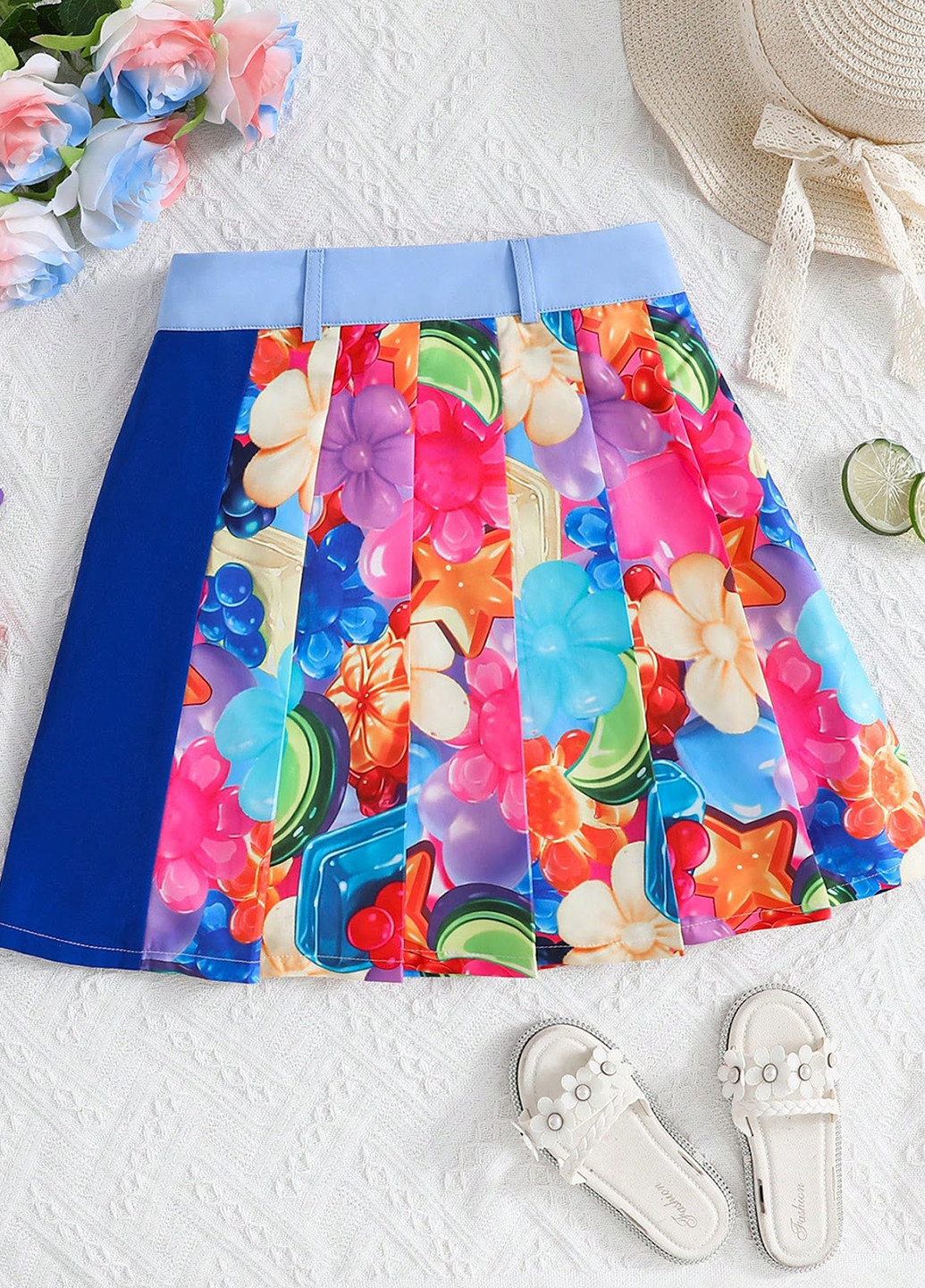 Разноцветная кэжуал с рисунком юбка SHEIN а-силуэта (трапеция)