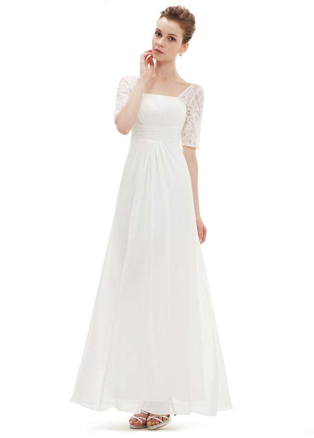 Білий вечірня сукня кльош Ever Pretty однотонна