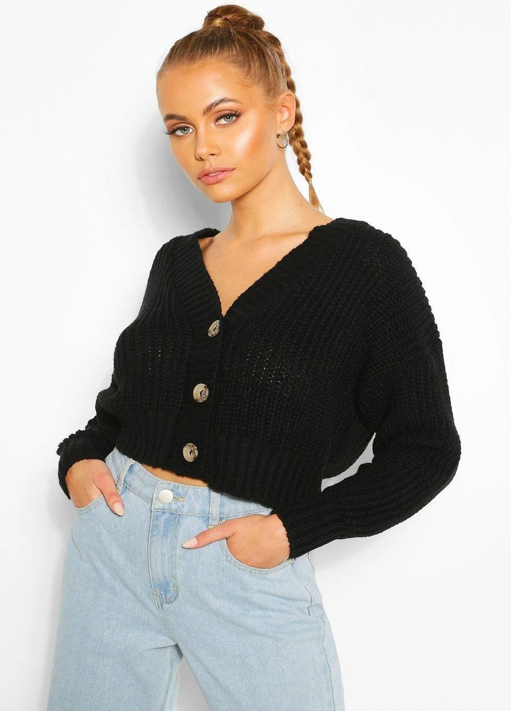 Черный демисезонный кардиган Boohoo