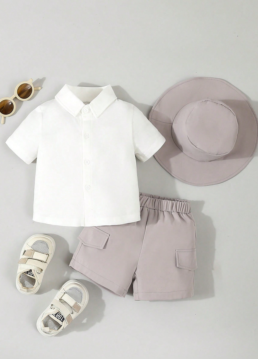 Комбинированный летний комплект (рубашка, шорты, панама) SHEIN