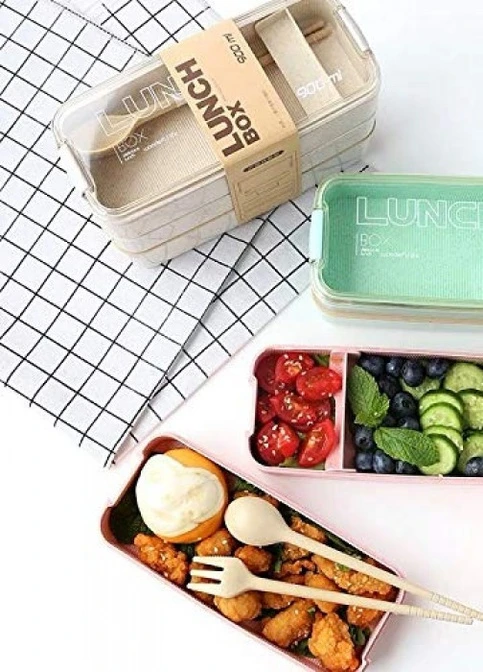 Популярний еко ланч-бокс Lunch Box 750 ml, з ложкою та виделкою, рожевий No Brand (252821902)