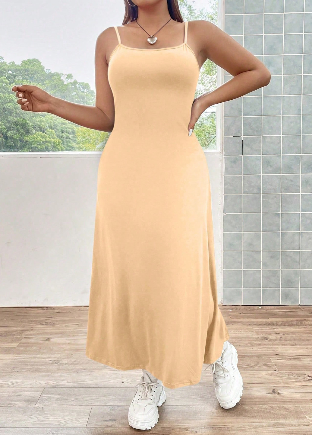 Бежева кежуал сукня кльош SHEIN однотонна