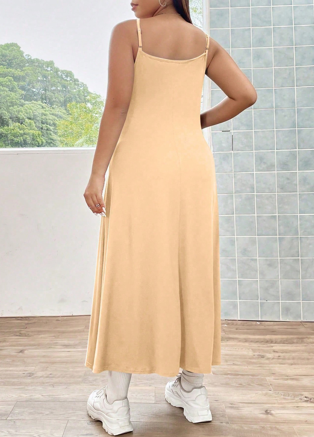 Бежева кежуал сукня кльош SHEIN однотонна