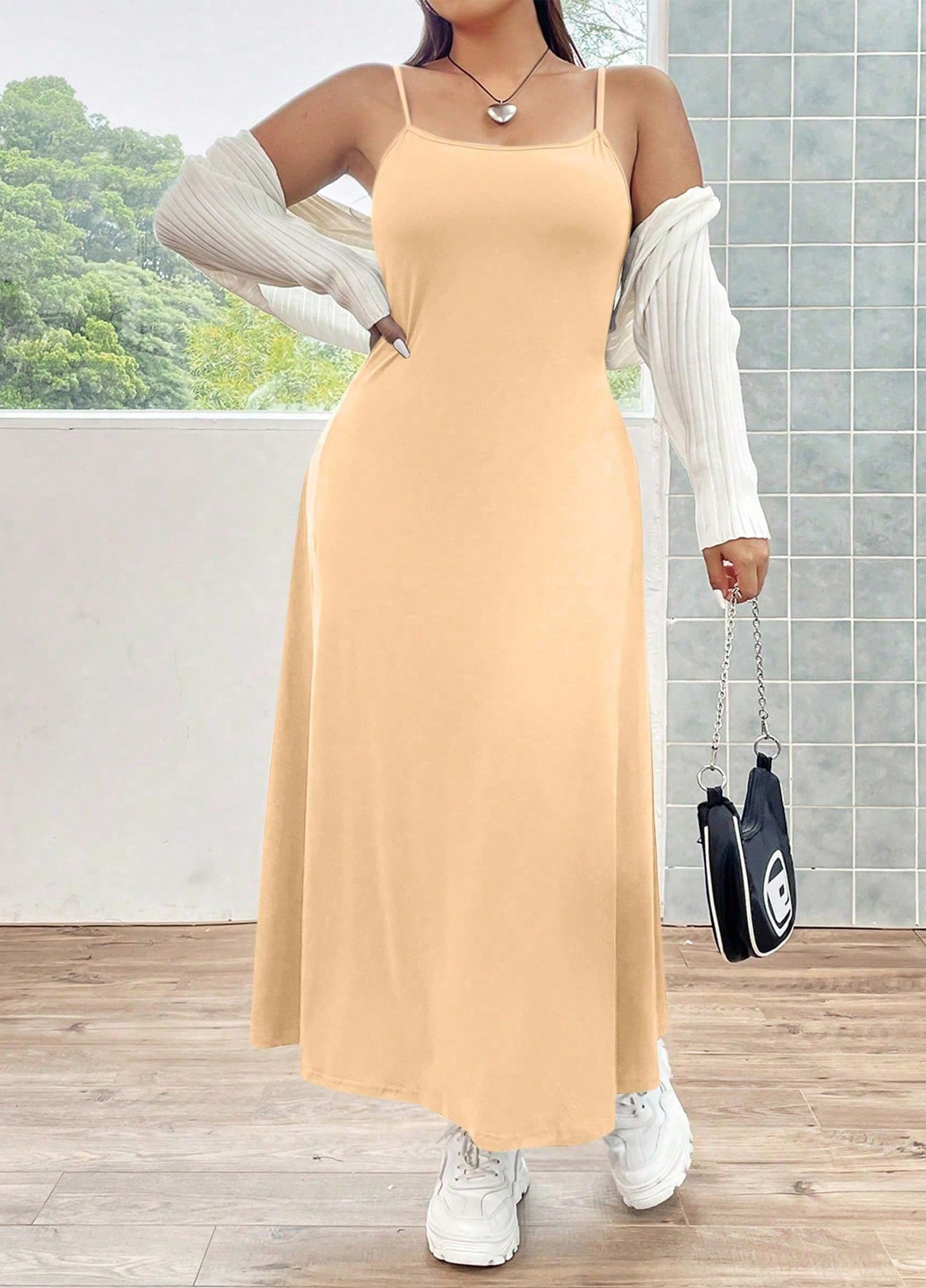 Бежева кежуал сукня кльош SHEIN однотонна