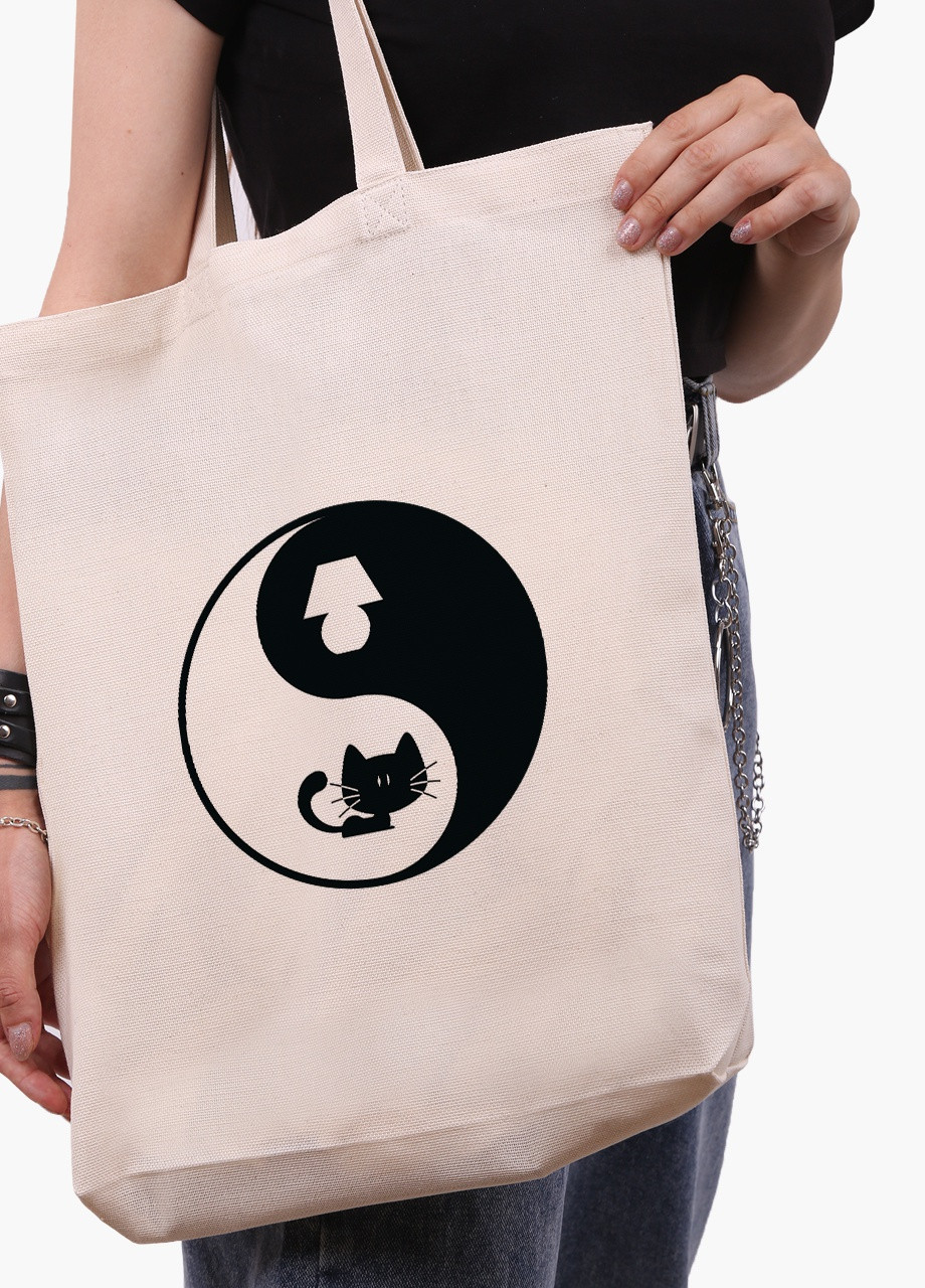 Эко сумка шоппер белая Коть Ян (Cat Yang) (9227-2057-WTD) Еко сумка шоппер біла 41*39*8 см MobiPrint (215977509)