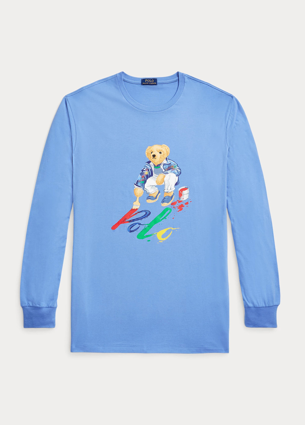 Голубой демисезонный кэжуал лонгслив Ralph Lauren с рисунком