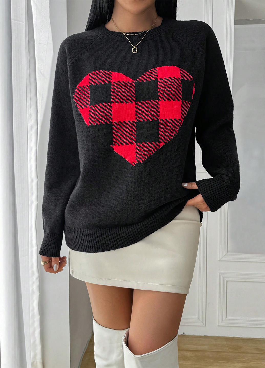 Комбинированный демисезонный джемпер джемпер SHEIN