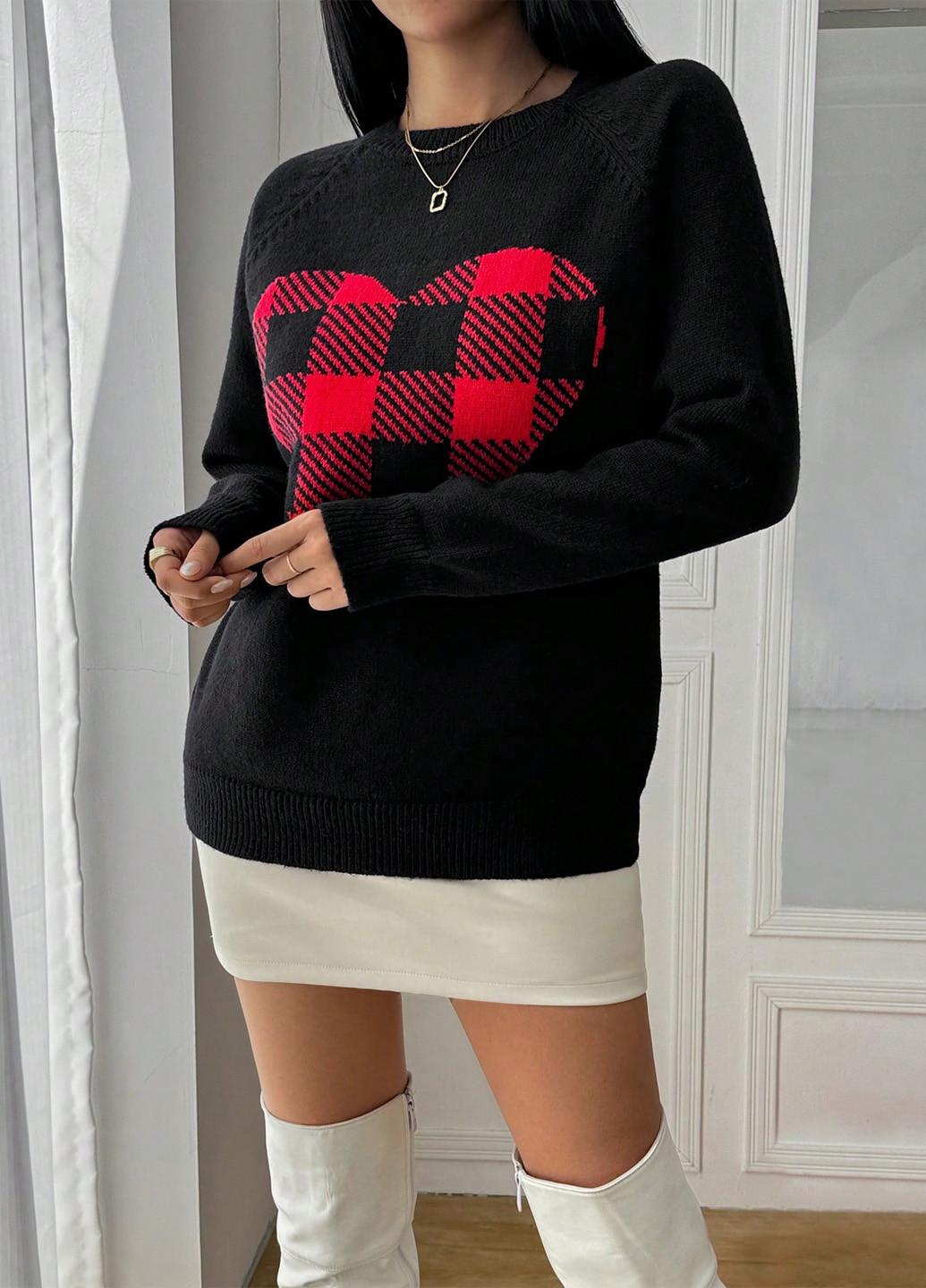 Комбинированный демисезонный джемпер джемпер SHEIN