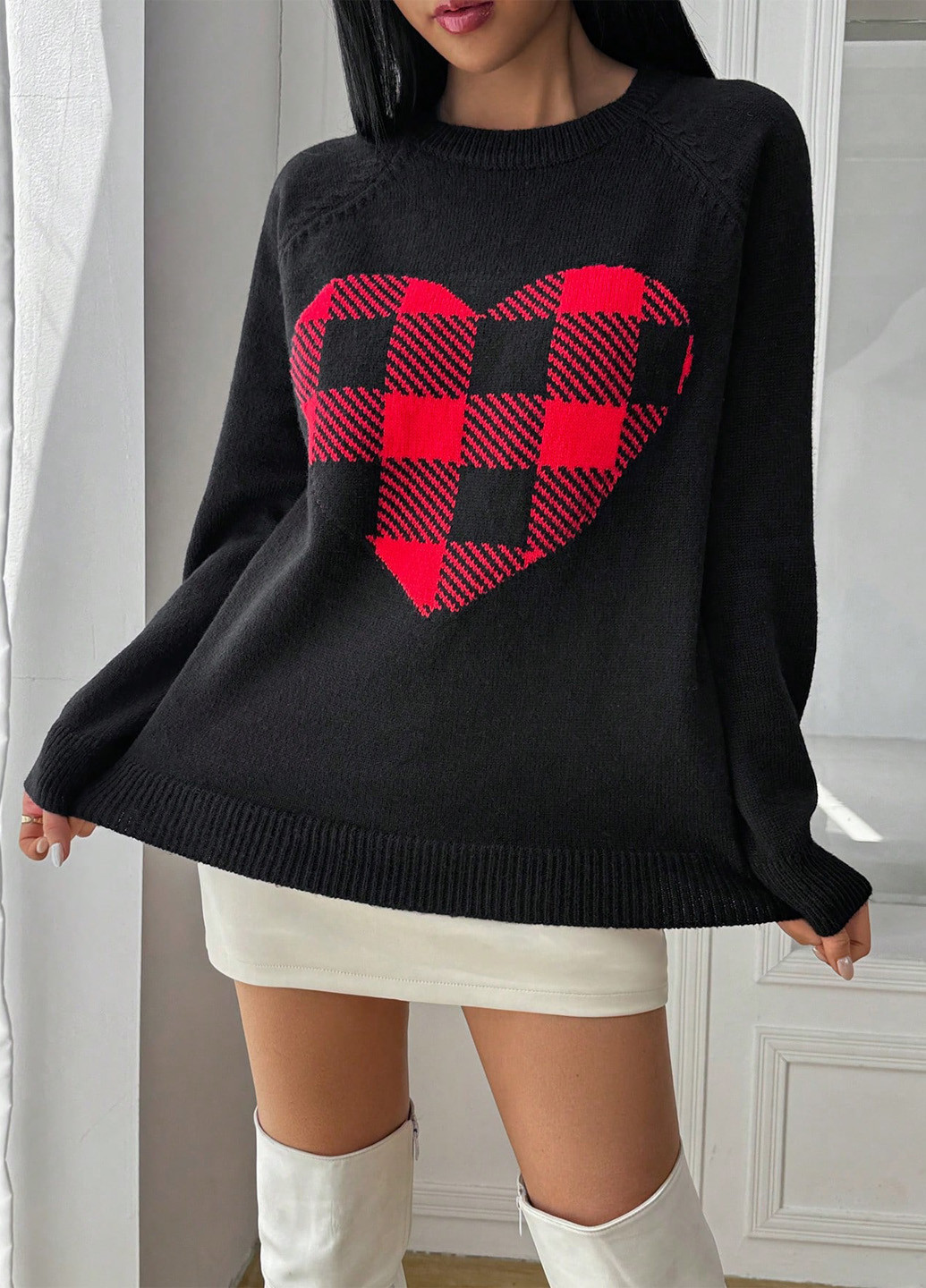 Комбинированный демисезонный джемпер джемпер SHEIN