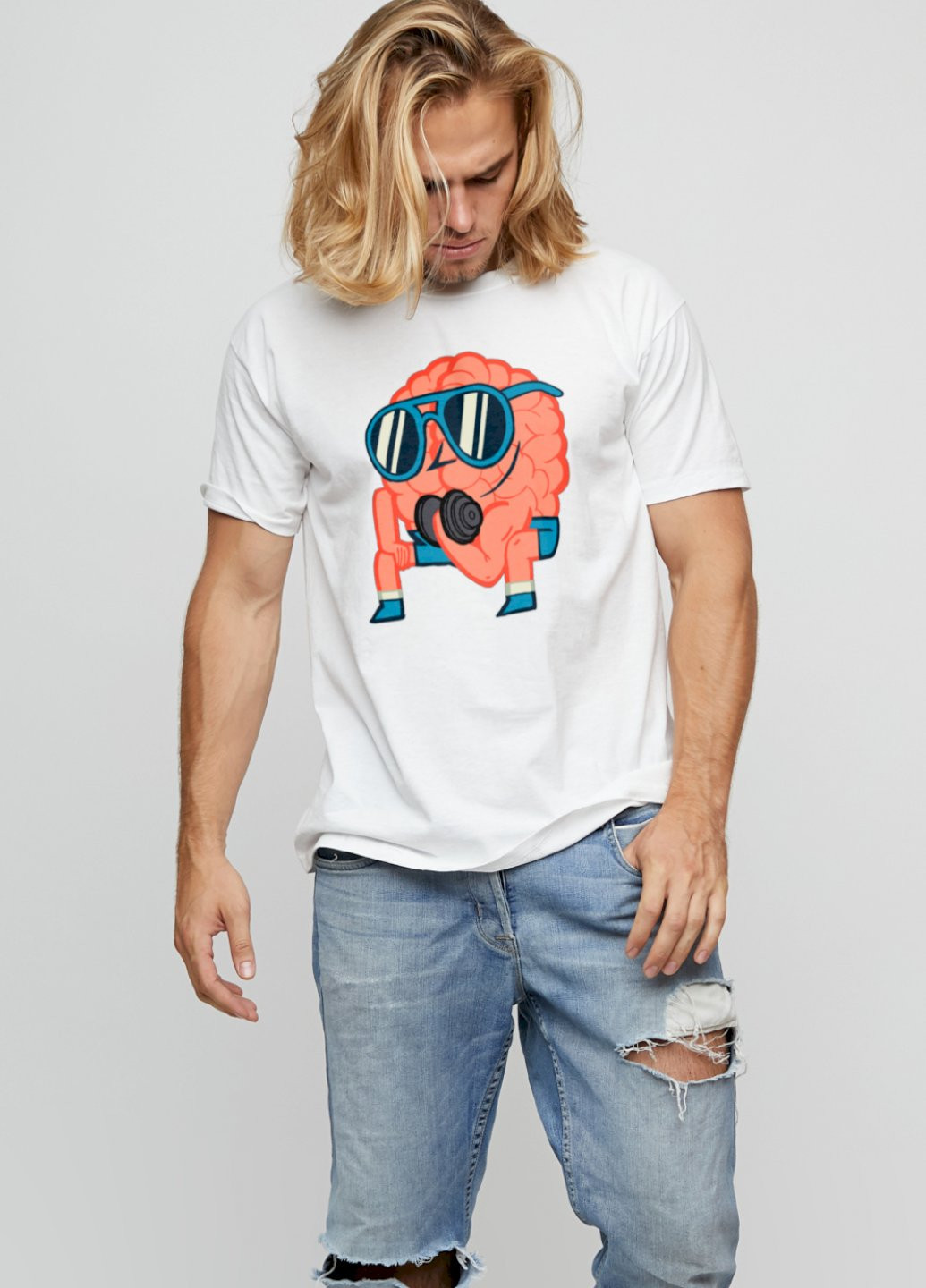 Біла футболка чоловіча basic /air print/ YAPPI