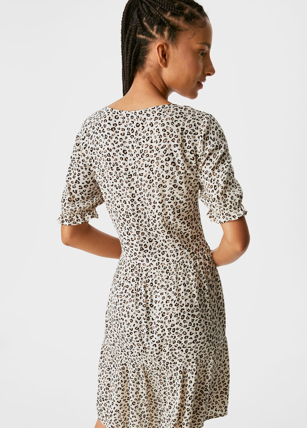 Белое кэжуал платье C&A леопардовый