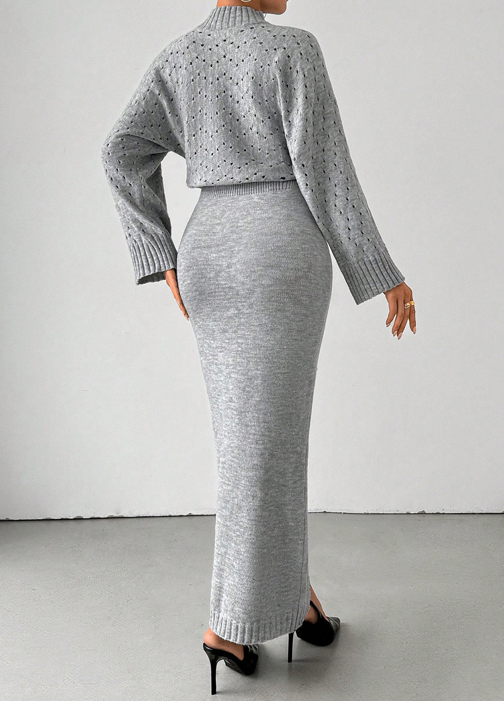 Світло-сіра кежуал сукня SHEIN меланжева