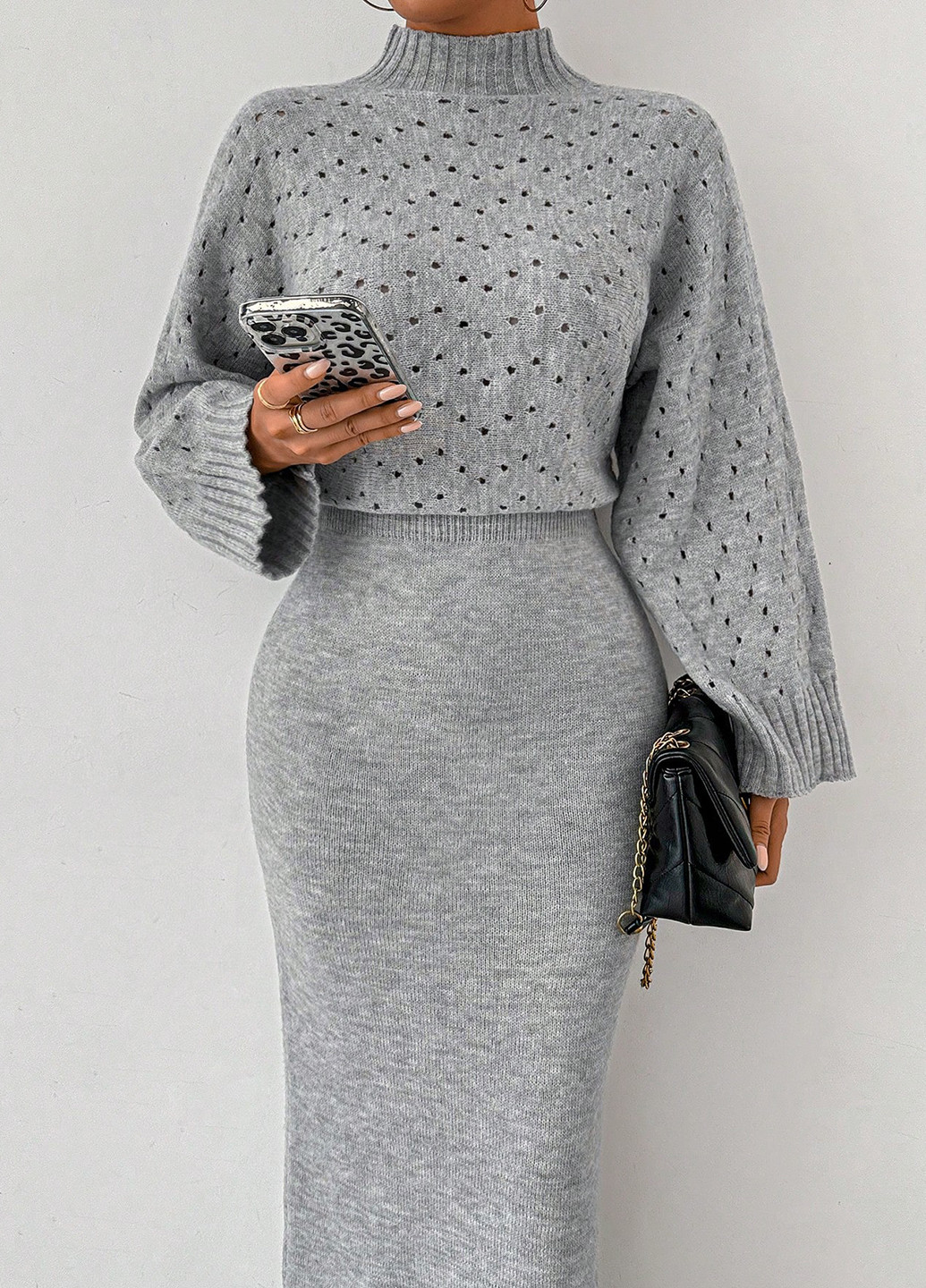 Світло-сіра кежуал сукня SHEIN меланжева